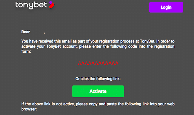 TonyBet - 新規登録方法